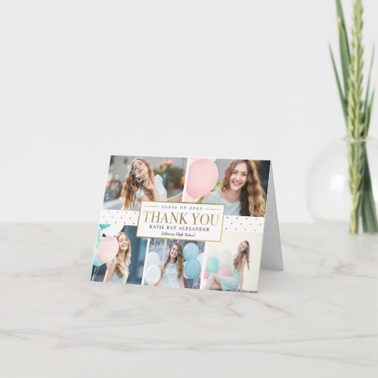 スタイリッシュラベル卒業サンキューカード サンキューカード (正面)