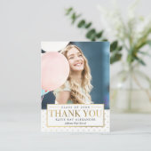 スタイリッシュラベル卒業モダンありがとうはがき ポストカード (スタンド正面)