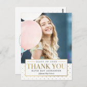 スタイリッシュラベル卒業モダンありがとうはがき ポストカード (正面/裏面)