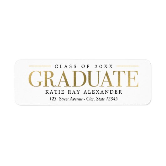 スタイリッシュラベル卒業差出人住所ラベル ラベル (正面)
