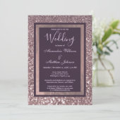 スタイリッシュラベンダーパープル結婚グリッター 招待状 (スタンド正面)