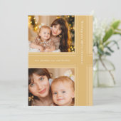 スタイリッシュリボンChristmas Golden Yellow 2枚 シーズンカード (スタンド正面)