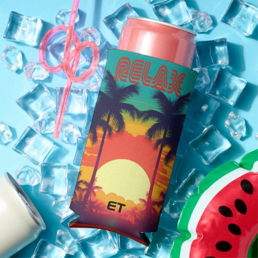 スタイリッシュリラックスレトロ熱帯ボトル又はクーラーボックス スリム缶クーラー (インサイチュ 夏)