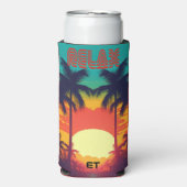 スタイリッシュリラックスレトロ熱帯ボトル又はクーラーボックス スリム缶クーラー (Seltzer正面)