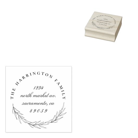 スタイリッシュリースラウンドファミリー名差出人住所 ラバースタンプ (押印)