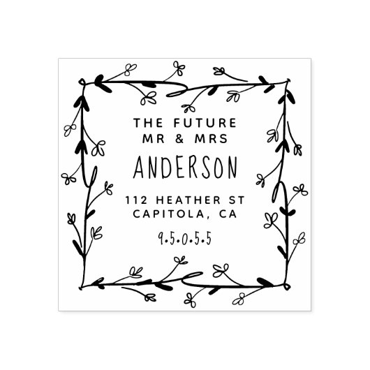 スタイリッシュリース未来差出人住所 ラバースタンプ (インプリント)