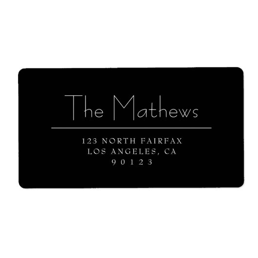 スタイリッシュレタリング |ブラック&ホワイト差出人住所 ラベル (正面)