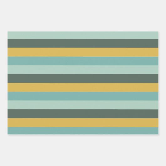 スタイリッシュレトロとヴィンテージの横向きストライプ ラッピングペーパーシート (正面)