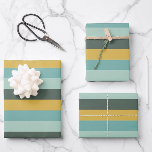 スタイリッシュレトロとヴィンテージの横向きストライプ ラッピングペーパーシート (正面)