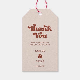 スタイリッシュレトロなピーチ結婚ピンク ギフトタグ