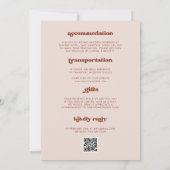 スタイリッシュレトロなピーチ結婚ピンク 招待状 (裏面)