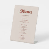 スタイリッシュレトロな桃結婚色のメニュー 台座サイン (正面)