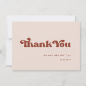 スタイリッシュレトロな桃結婚色 サンキューカード (正面)