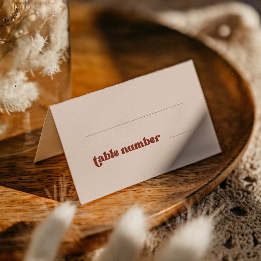 スタイリッシュレトロな桃結婚色 プレイスカード