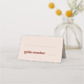 スタイリッシュレトロな桃結婚色 プレイスカード (正面)