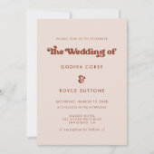 スタイリッシュレトロな桃結婚色 招待状 (正面)