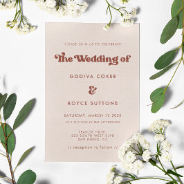 スタイリッシュレトロな桃結婚色 招待状