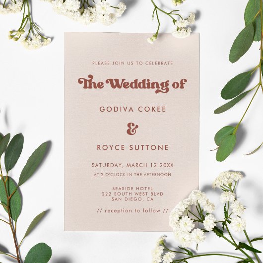 スタイリッシュレトロな桃結婚色 招待状