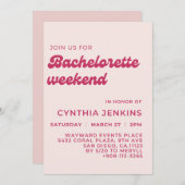 スタイリッシュレトロな桃色バチェロレッテ 招待状 (正面/裏面)