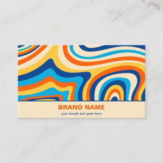 スタイリッシュレトロサイケデリックグルーヴカラフル抽象芸術 名刺 (正面)