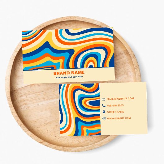 スタイリッシュレトロサイケデリックグルーヴカラフル抽象芸術 名刺