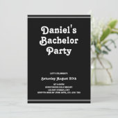 スタイリッシュレトロブラックシンプルバチュラーパーティ 招待状 (スタンド正面)