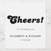 スタイリッシュレトロブラック&ホワイト結婚ズ ワインラベル (シングルラベル)