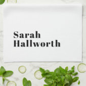 スタイリッシュレトロモダンレタリング | 編集可能ブラック キッチンタオル (折り畳み)