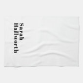 スタイリッシュレトロモダンレタリング | 編集可能ブラック キッチンタオル (横)