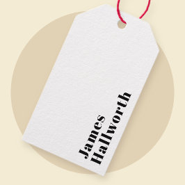 スタイリッシュレトロモダンレタリング | 編集可能ブラック ギフトタグ