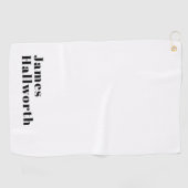 スタイリッシュレトロモダンレタリング | 編集可能ブラック ゴルフタオル (横)