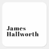 スタイリッシュレトロモダンレタリング | 編集可能ブラック スクエアシール (正面)