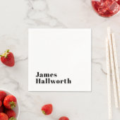 スタイリッシュレトロモダンレタリング | 編集可能ブラック スタンダードカクテルナプキン (インサイチュ)