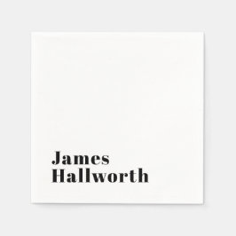 スタイリッシュレトロモダンレタリング | 編集可能ブラック スタンダードカクテルナプキン