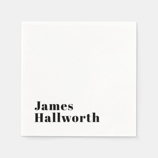 スタイリッシュレトロモダンレタリング | 編集可能ブラック スタンダードカクテルナプキン (正面)