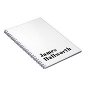 スタイリッシュレトロモダンレタリング | 編集可能ブラック ノートブック (右側)