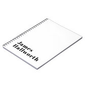 スタイリッシュレトロモダンレタリング | 編集可能ブラック ノートブック (左側)