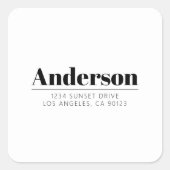 スタイリッシュレトロモダン文字 | ブラック&ホワイト スクエアシール (正面)