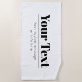 スタイリッシュレトロモダン文字 | ブラック&ホワイト ビーチタオル (正面)