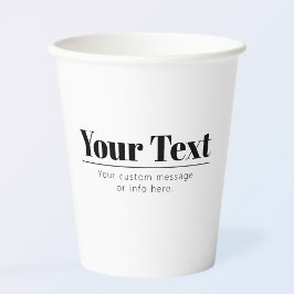 スタイリッシュレトロモダン文字 | ブラック&ホワイト 紙コップ