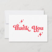 スタイリッシュレトロレッド&ホワイトGroovyスクリプ結婚ト サンキューカード (正面)