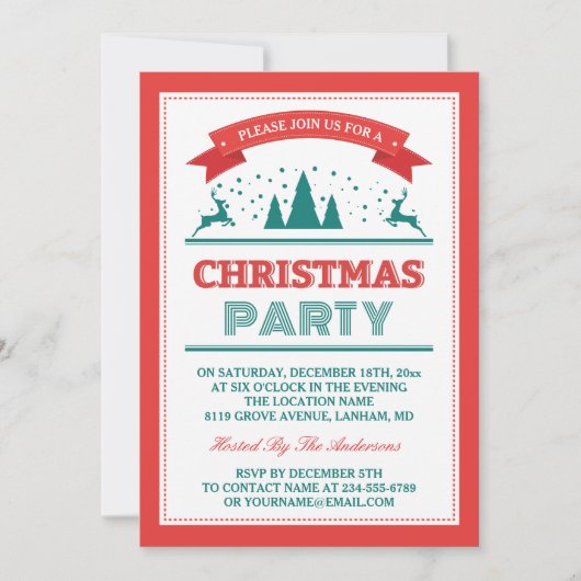 スタイリッシュレトロヴィンテージタイポグラフィパーティー 招待状 (正面)