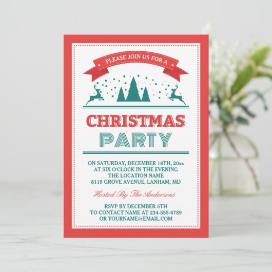 スタイリッシュレトロヴィンテージタイポグラフィパーティー 招待状 (スタンド正面)