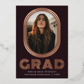 スタイリッシュレトロ卒業写真の発表 箔招待状 (正面)