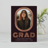 スタイリッシュレトロ卒業写真の発表 箔招待状 (立ち正面)