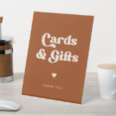 スタイリッシュレトロ焦げオレンジ色のカード&ギフト結婚ズ 台座サイン (インサイチュ)