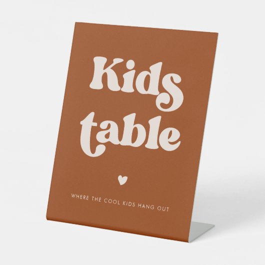 スタイリッシュレトロ燃えたオ結婚レンジのキッズテーブル 台座サイン (正面)