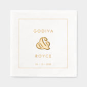 スタイリッシュレトロ結婚金ゴールド 箔ナプキン (正面)