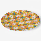 スタイリッシュレトロ1970s壁紙パーティー食器 ペーパープレート (アングル)
