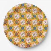 スタイリッシュレトロ1970s壁紙パーティー食器 ペーパープレート (正面)